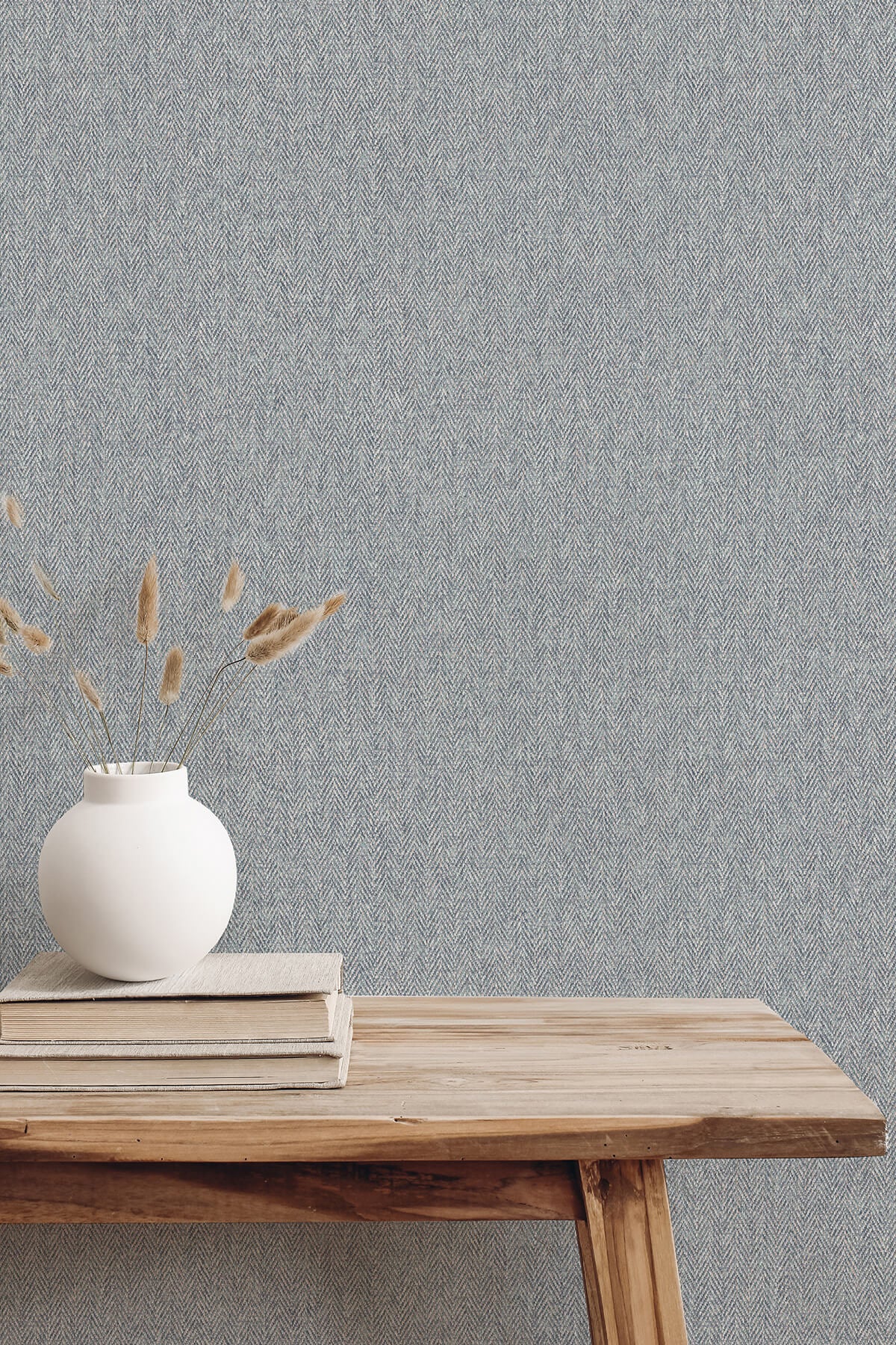 Westbury Forest Herringbone Tweed Wallpaper - Blue