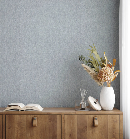 Westbury Forest Herringbone Tweed Wallpaper - Blue