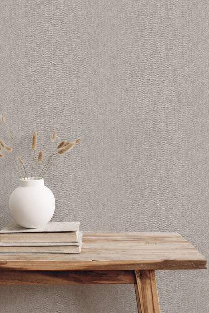 Westbury Forest Herringbone Tweed Wallpaper - Grey