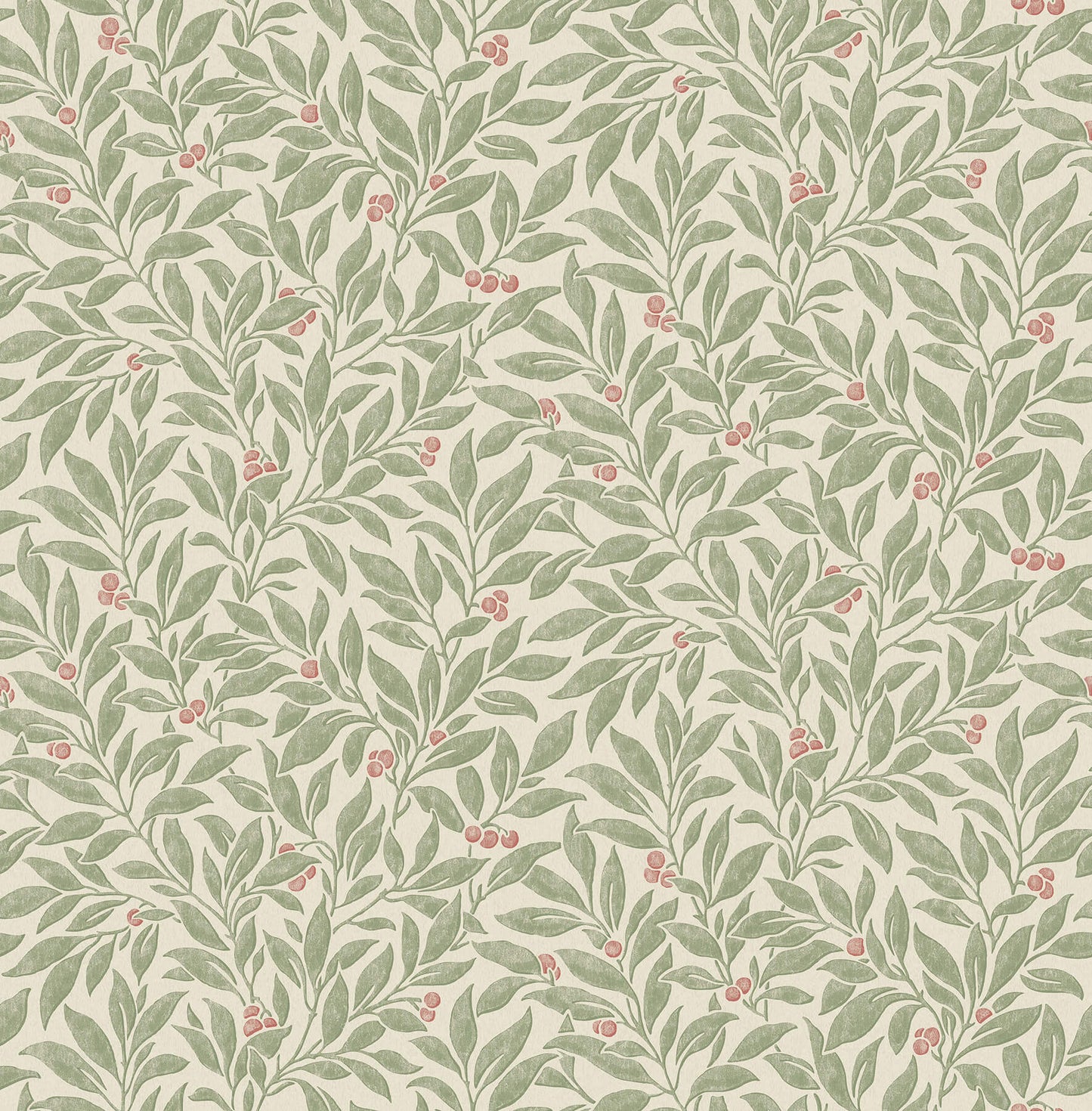 Westbury Forest Winter Berry Vine Wallpaper - Green