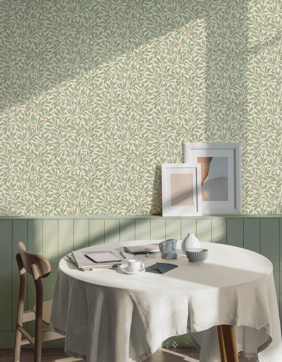 4164-M1840 Westbury Forest Winter Berry Vine Wallpaper - Green – US ...