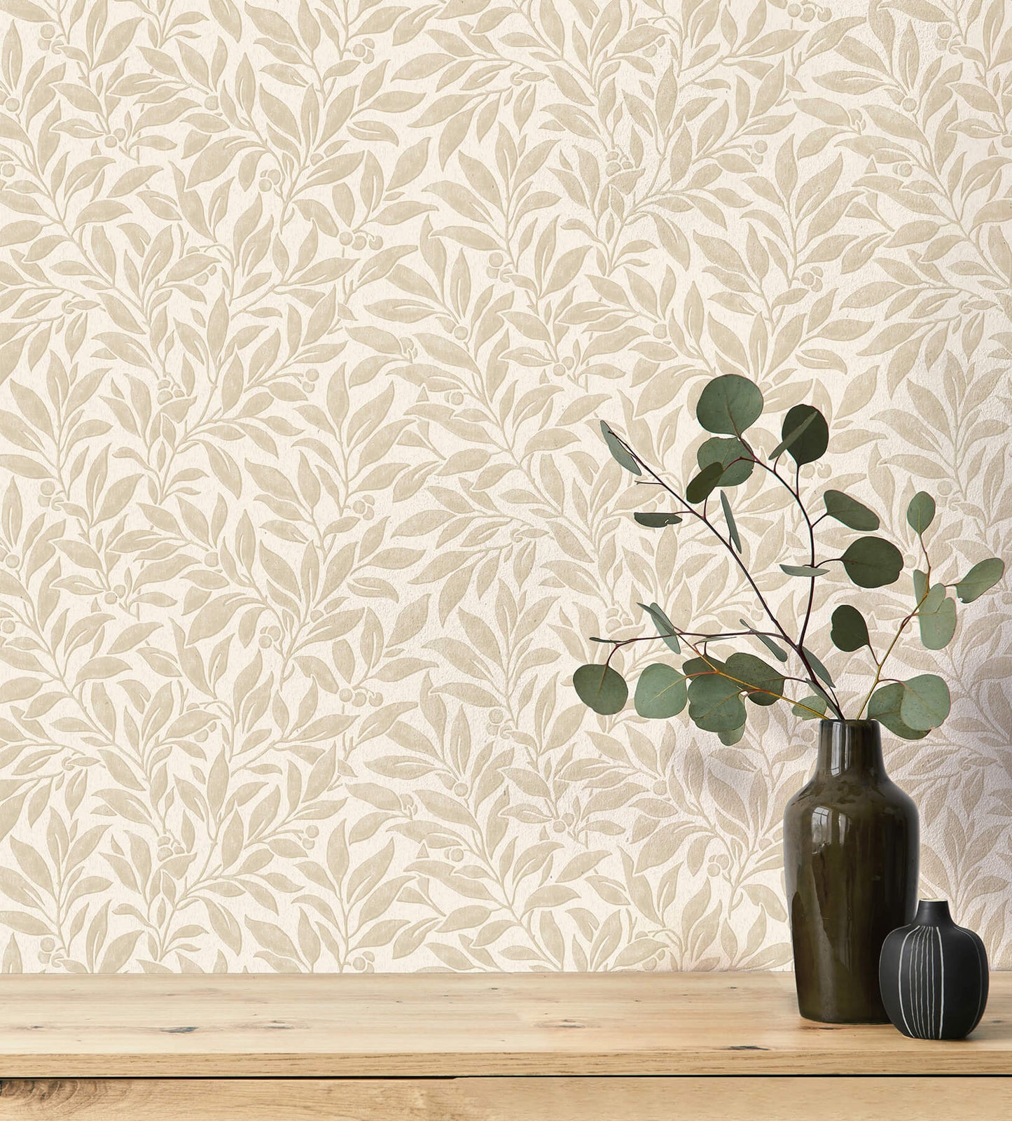 Westbury Forest Winter Berry Vine Wallpaper - Beige