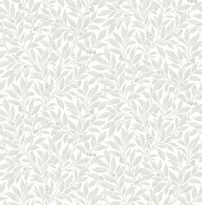 Westbury Forest Winter Berry Vine Wallpaper - Light Grey