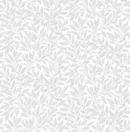 Westbury Forest Winter Berry Vine Wallpaper - Light Grey