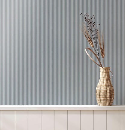 Westbury Forest Ticking Stripe Wallpaper - Blue