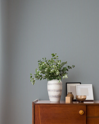 Westbury Forest Ticking Stripe Wallpaper - Blue