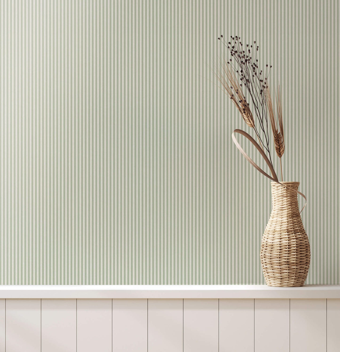 Westbury Forest Ticking Stripe Wallpaper - Light Green