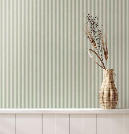 Westbury Forest Ticking Stripe Wallpaper - Light Green