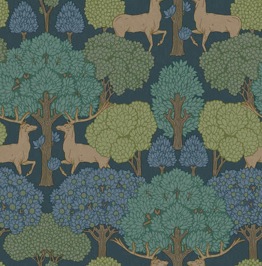 Westbury Forest Forest of Arden Deer Wallpaper - Blue