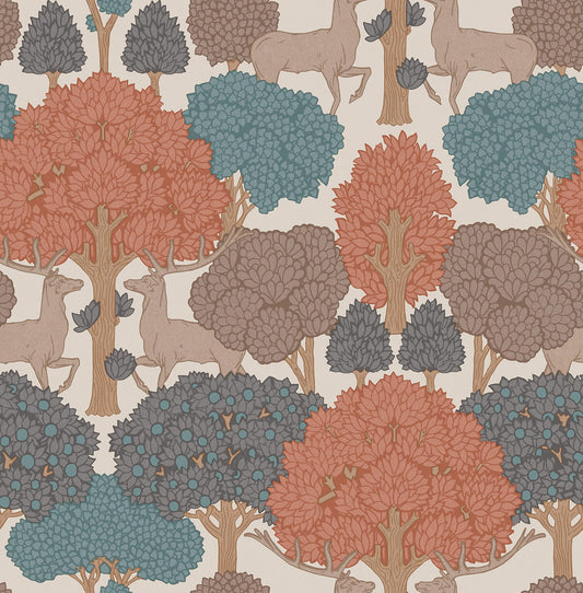 Westbury Forest Forest of Arden Deer Wallpaper - Apricot