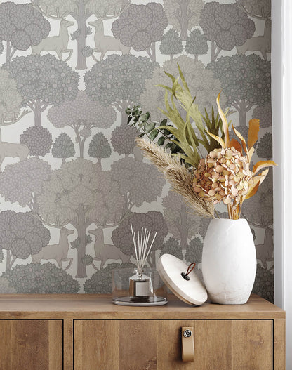 Westbury Forest Forest of Arden Deer Wallpaper - Grey