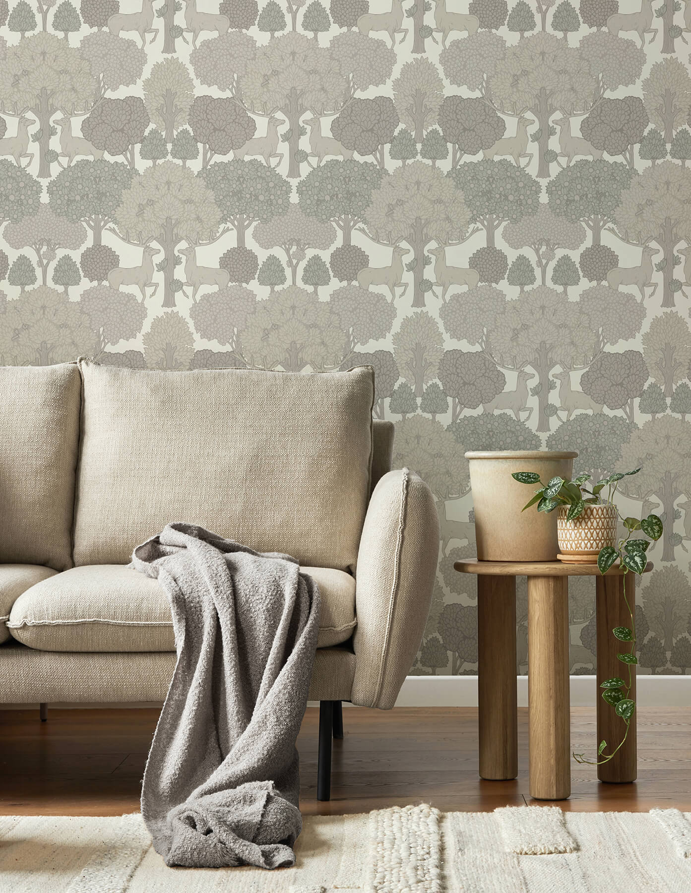 Westbury Forest Forest of Arden Deer Wallpaper - Grey