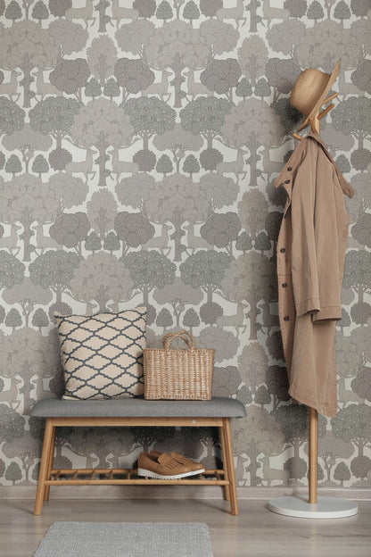 Westbury Forest Forest of Arden Deer Wallpaper - Grey