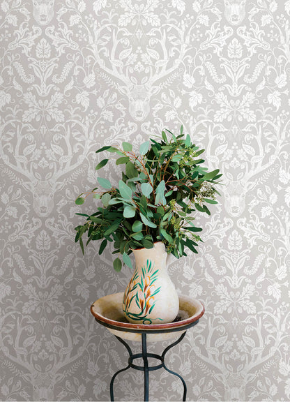 Chesapeake Oak & Moss Kiwassa Wallpaper - Gray