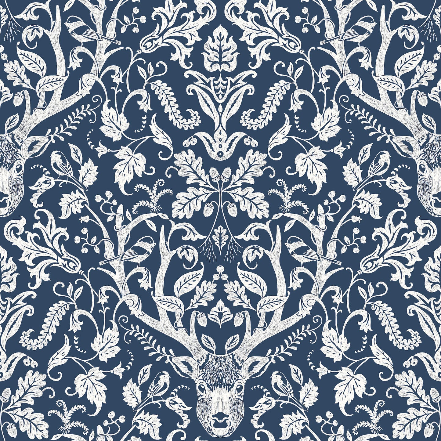 Chesapeake Oak & Moss Kiwassa Wallpaper - Navy