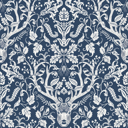 Chesapeake Oak & Moss Kiwassa Wallpaper - Navy