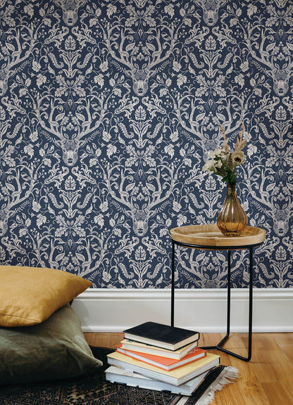 Chesapeake Oak & Moss Kiwassa Wallpaper - Navy