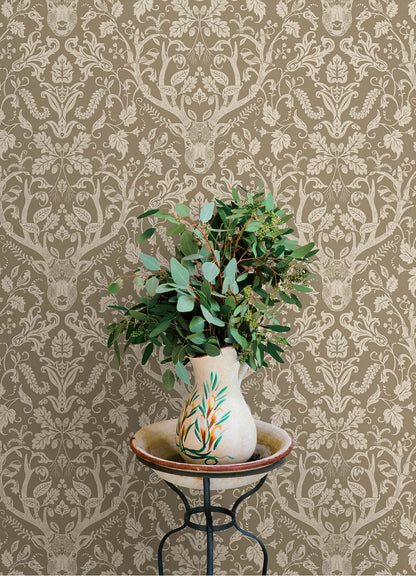 Chesapeake Oak & Moss Kiwassa Wallpaper - Light Brown