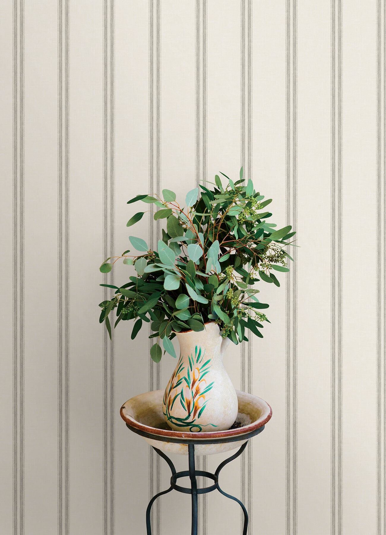 4169-13076 Chesapeake Oak & Moss Johnny Charcoal Stripes Wallpaper