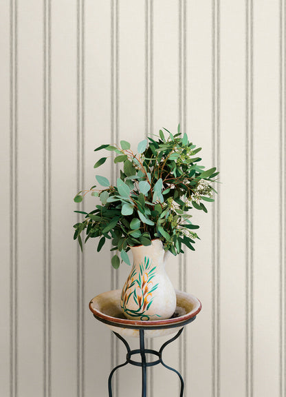 Chesapeake Oak & Moss Johnny Stripes Wallpaper - Charcoal