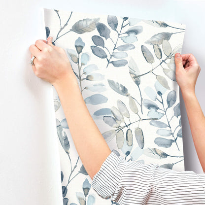 Chesapeake Oak & Moss Pinnate Wallpaper - Blue