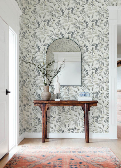 Chesapeake Oak & Moss Pinnate Wallpaper - Charcoal