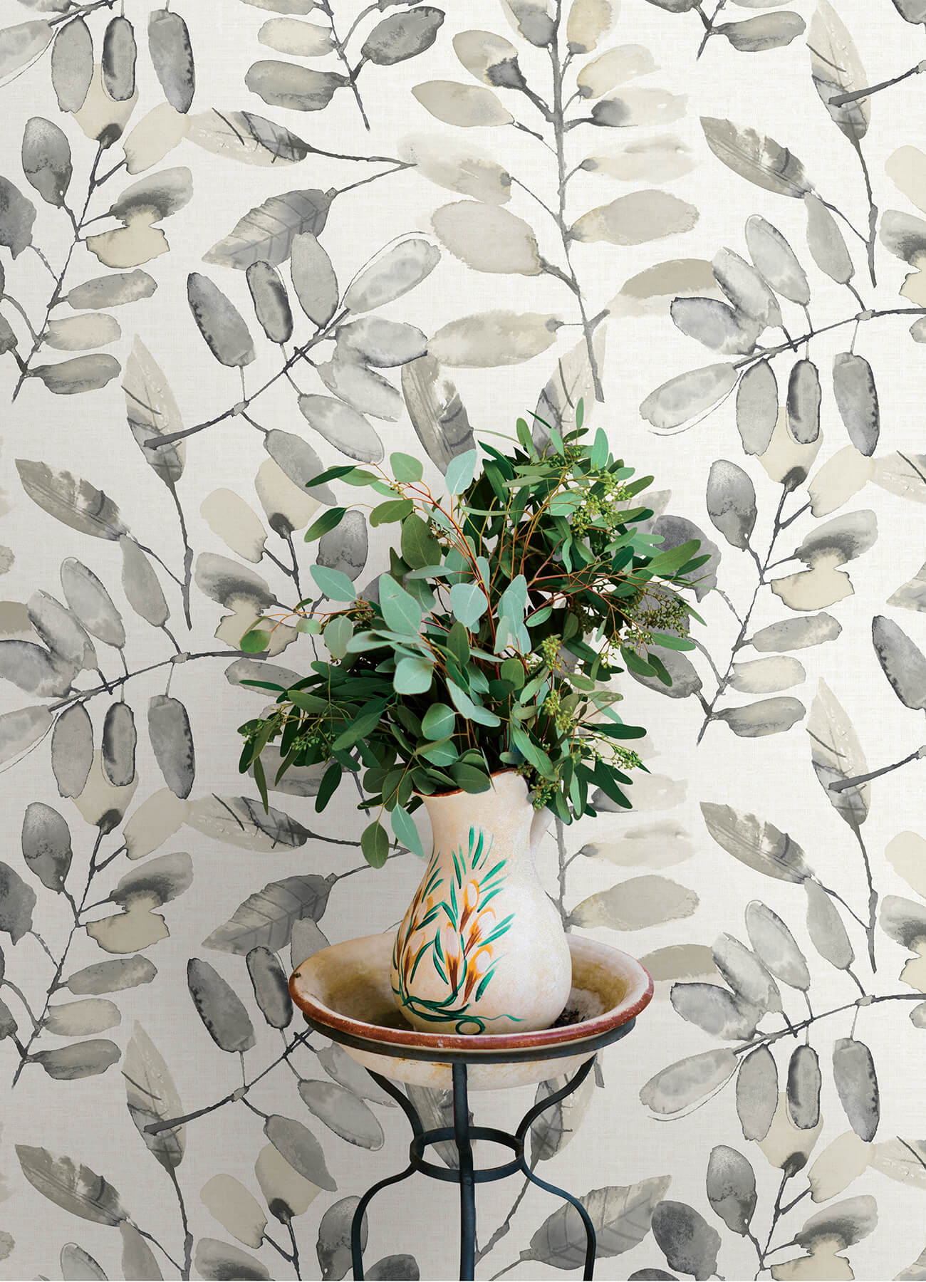 Chesapeake Oak & Moss Pinnate Wallpaper - Charcoal