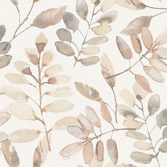 Chesapeake Oak & Moss Pinnate Wallpaper - Salmon