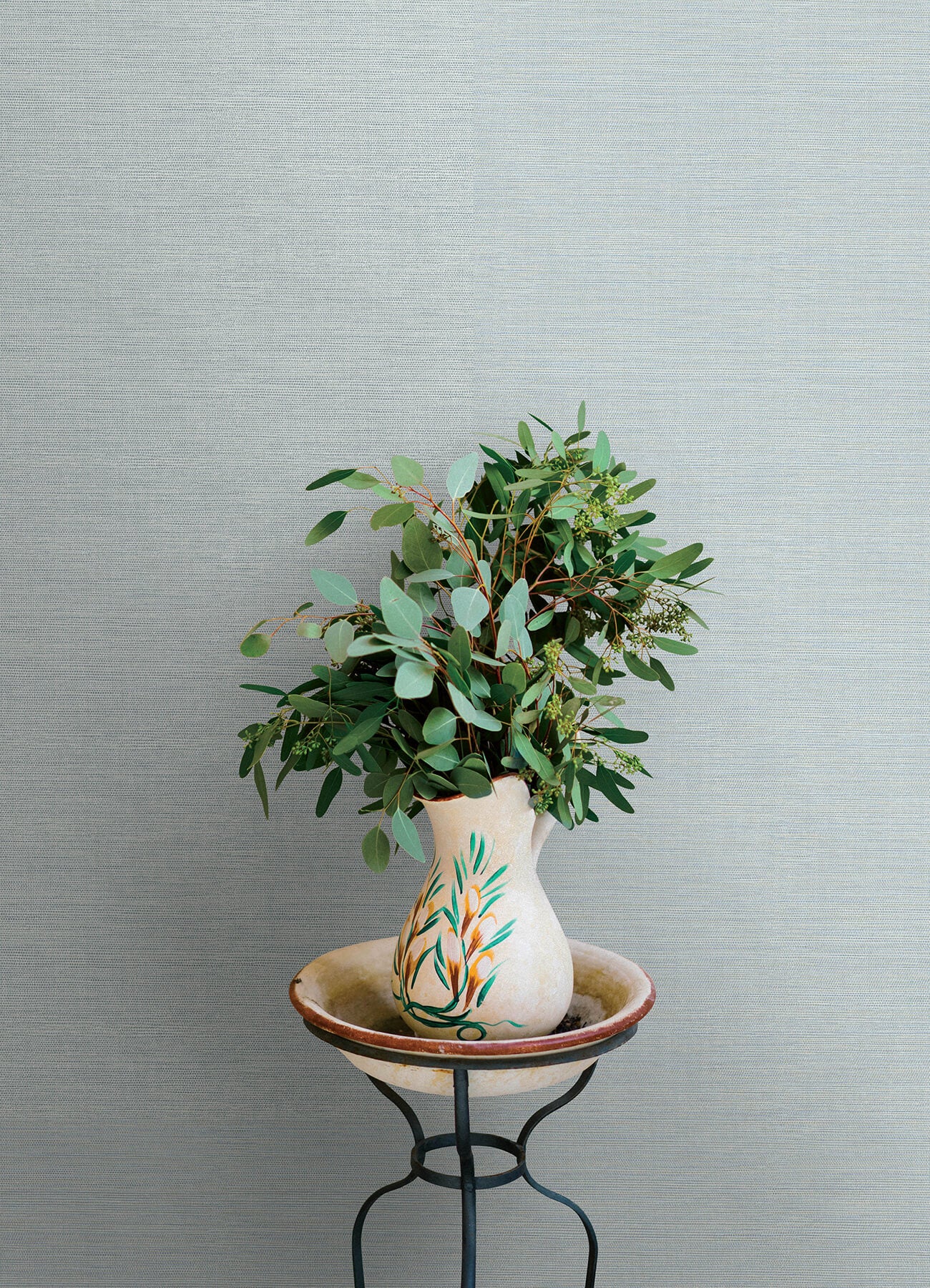 Chesapeake Oak & Moss Agave Faux Grasscloth Wallpaper - Light Blue