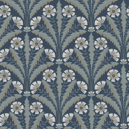 Chesapeake Oak & Moss Tap Root Wallpaper - Dark Blue