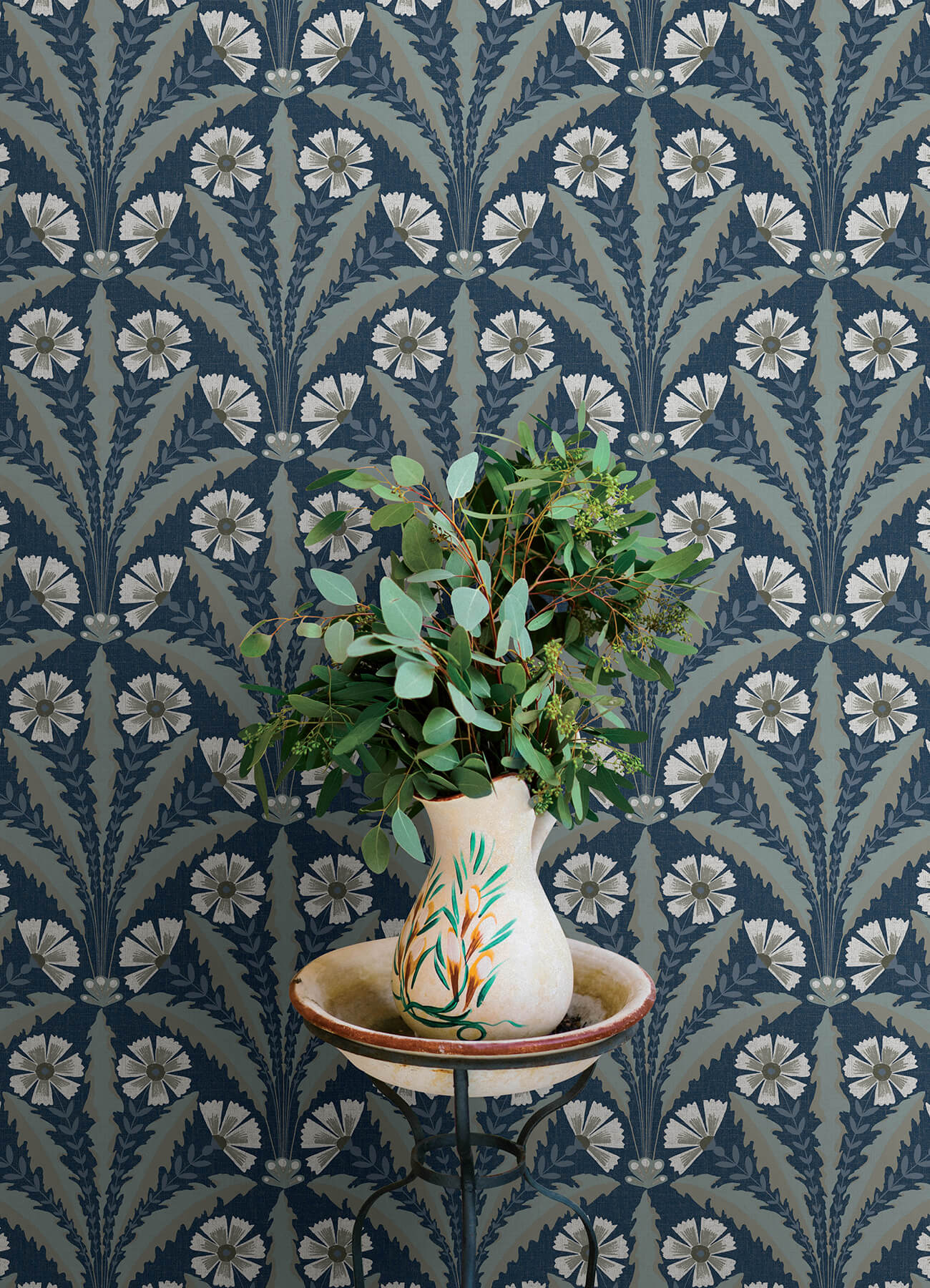 Chesapeake Oak & Moss Tap Root Wallpaper - Dark Blue