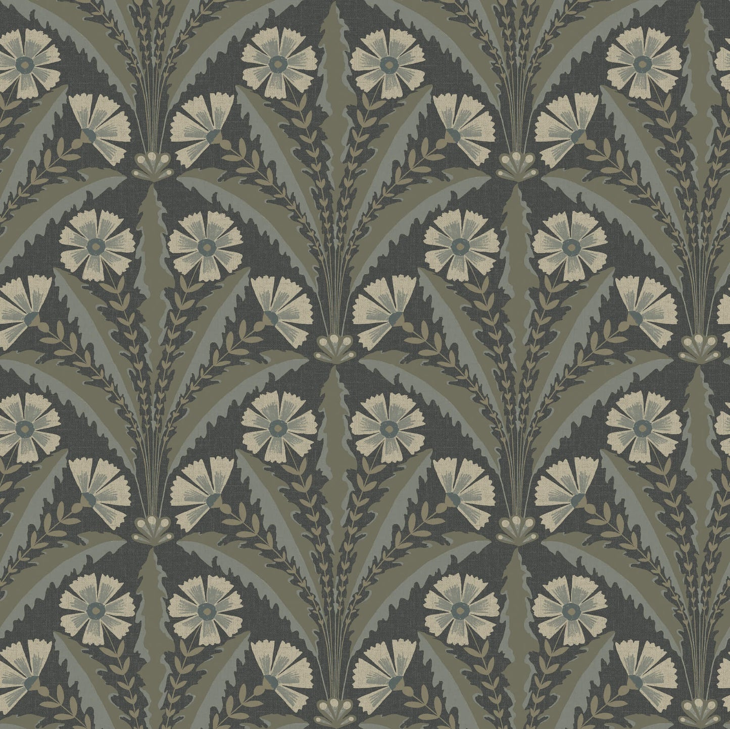 Chesapeake Oak & Moss Tap Root Wallpaper - Charcoal