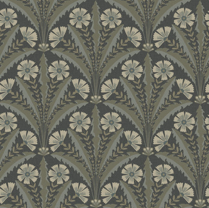 Chesapeake Oak & Moss Tap Root Wallpaper - Charcoal