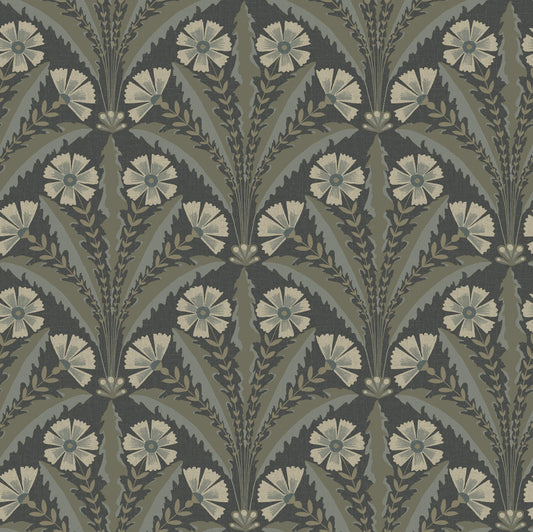 Chesapeake Oak & Moss Tap Root Wallpaper - Charcoal
