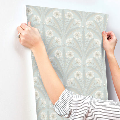 Chesapeake Oak & Moss Tap Root Wallpaper - Light Blue