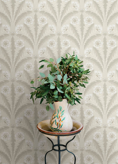 Chesapeake Oak & Moss Tap Root Wallpaper - Beige
