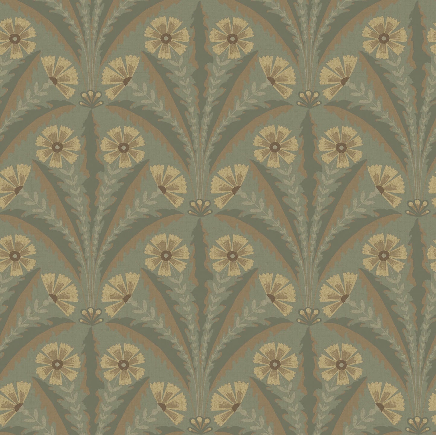 Chesapeake Oak & Moss Tap Root Wallpaper - Green