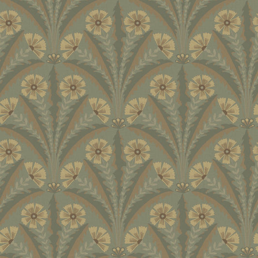 Chesapeake Oak & Moss Tap Root Wallpaper - Green