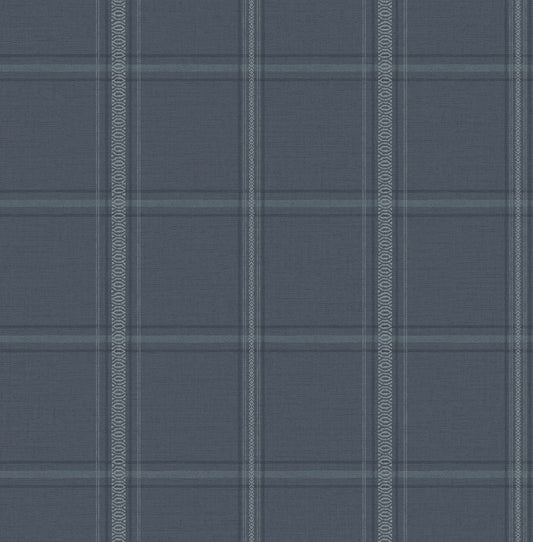 Chesapeake Oak & Moss Auberge Wallpaper - Dark Blue