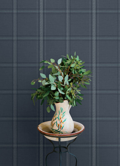Chesapeake Oak & Moss Auberge Wallpaper - Dark Blue