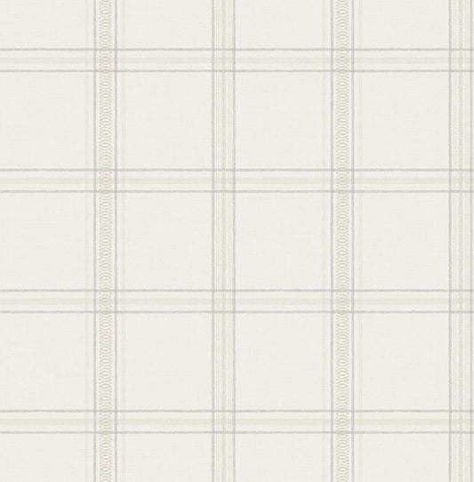 Chesapeake Oak & Moss Auberge Wallpaper - White