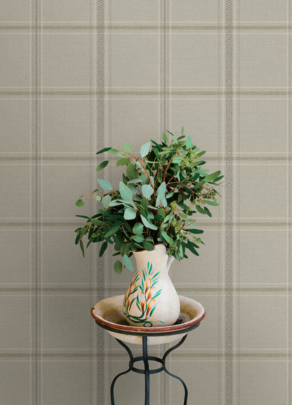 Chesapeake Oak & Moss Auberge Wallpaper - Taupe