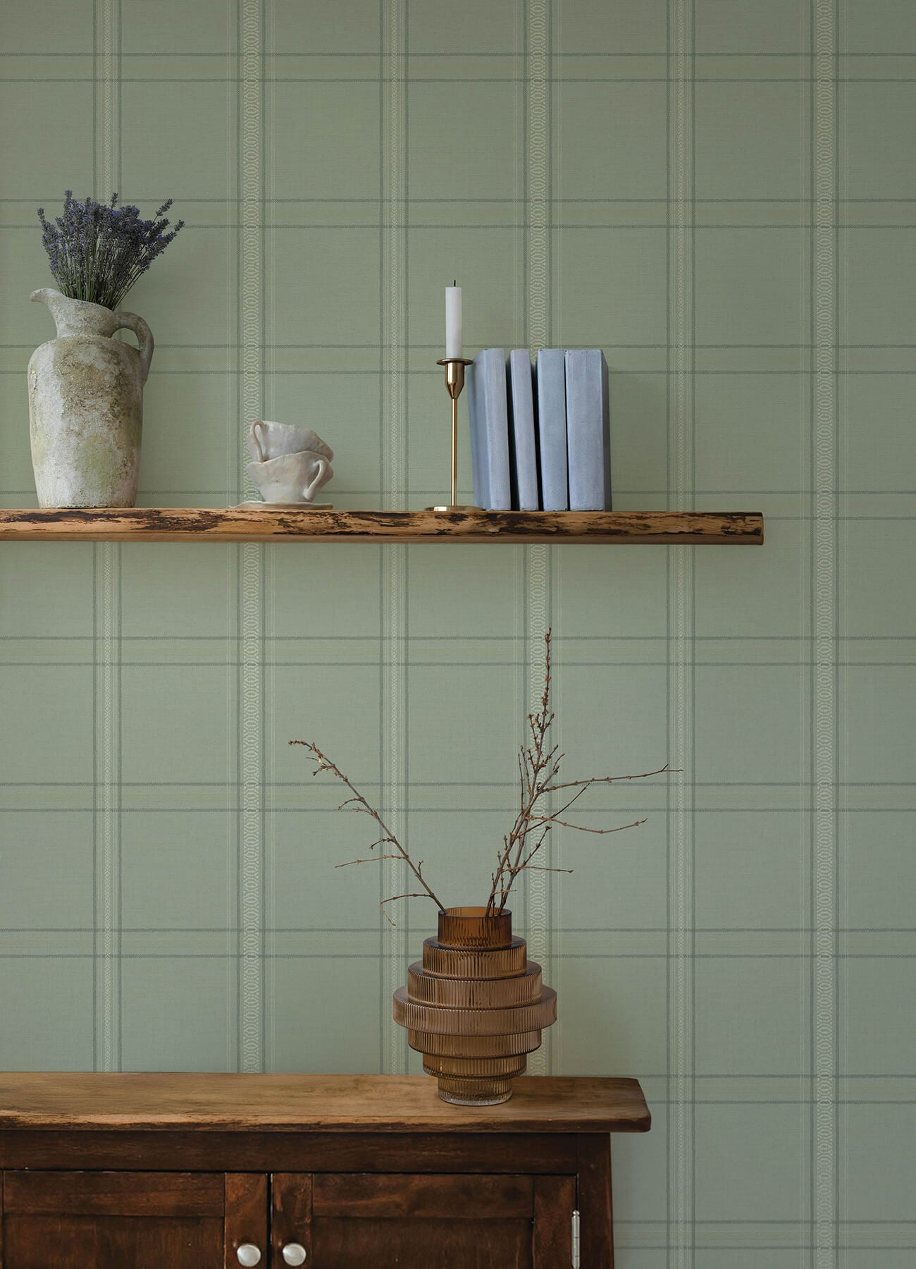 Chesapeake Oak & Moss Auberge Wallpaper - Sage