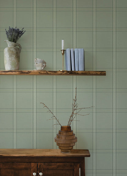 Chesapeake Oak & Moss Auberge Wallpaper - Sage