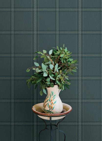 Chesapeake Oak & Moss Auberge Wallpaper - Teal