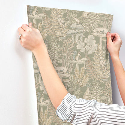 Chesapeake Oak & Moss Holt Wallpaper - Sage