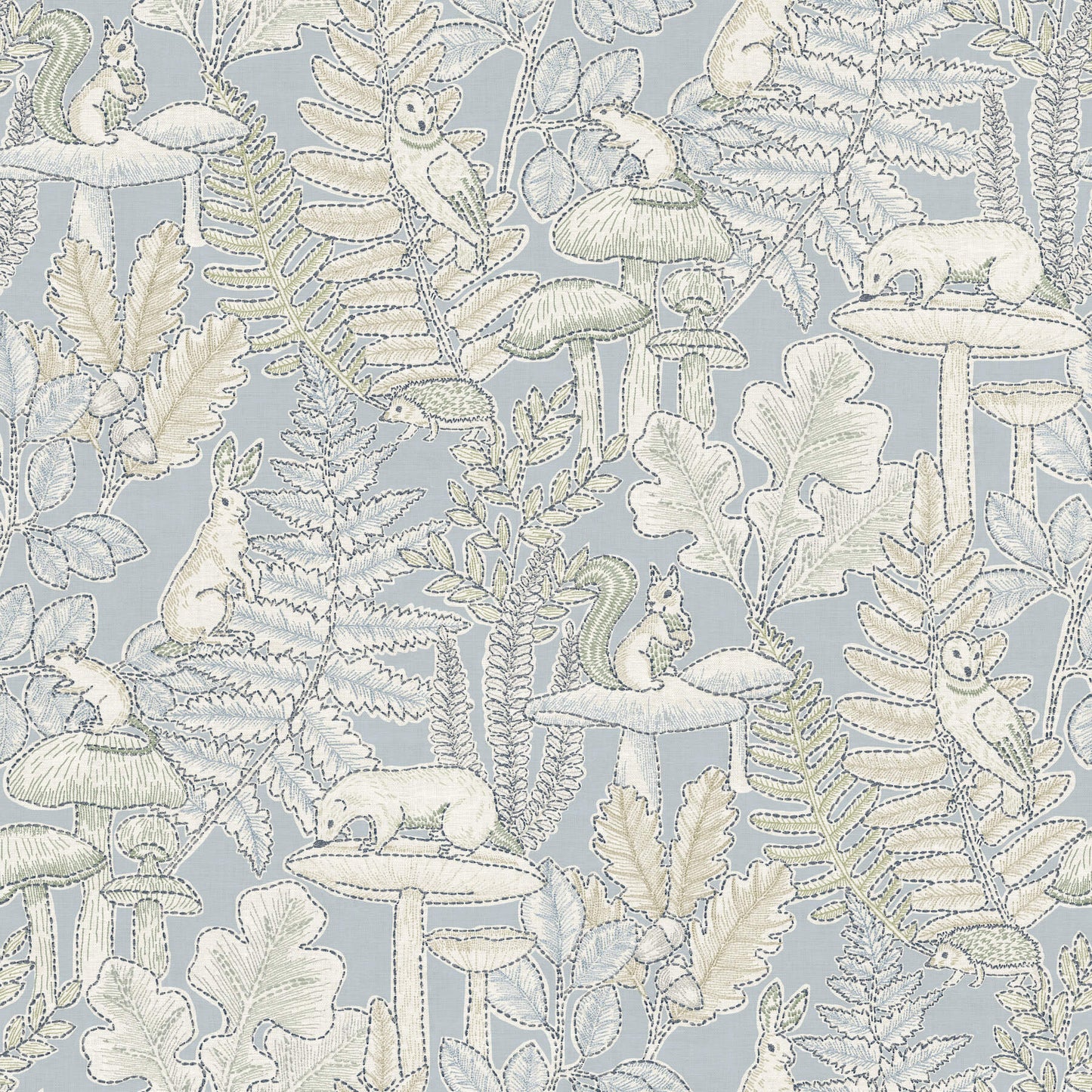 Chesapeake Oak & Moss Holt Wallpaper - Light Blue