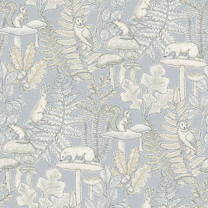 Chesapeake Oak & Moss Holt Wallpaper - Light Blue