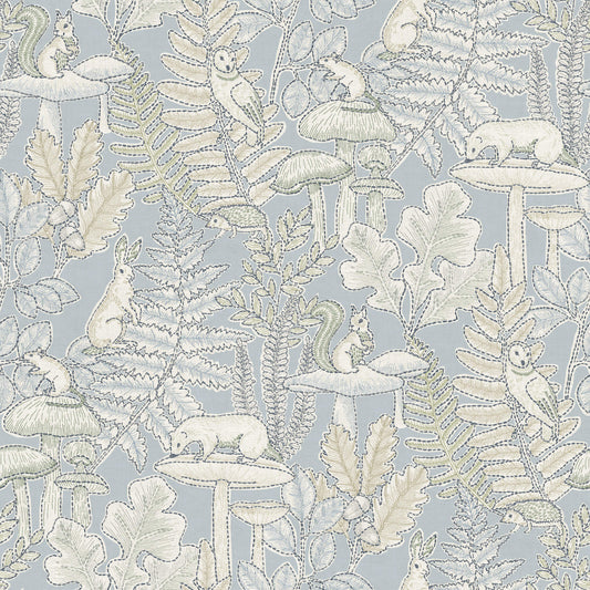 Chesapeake Oak & Moss Holt Wallpaper - Light Blue