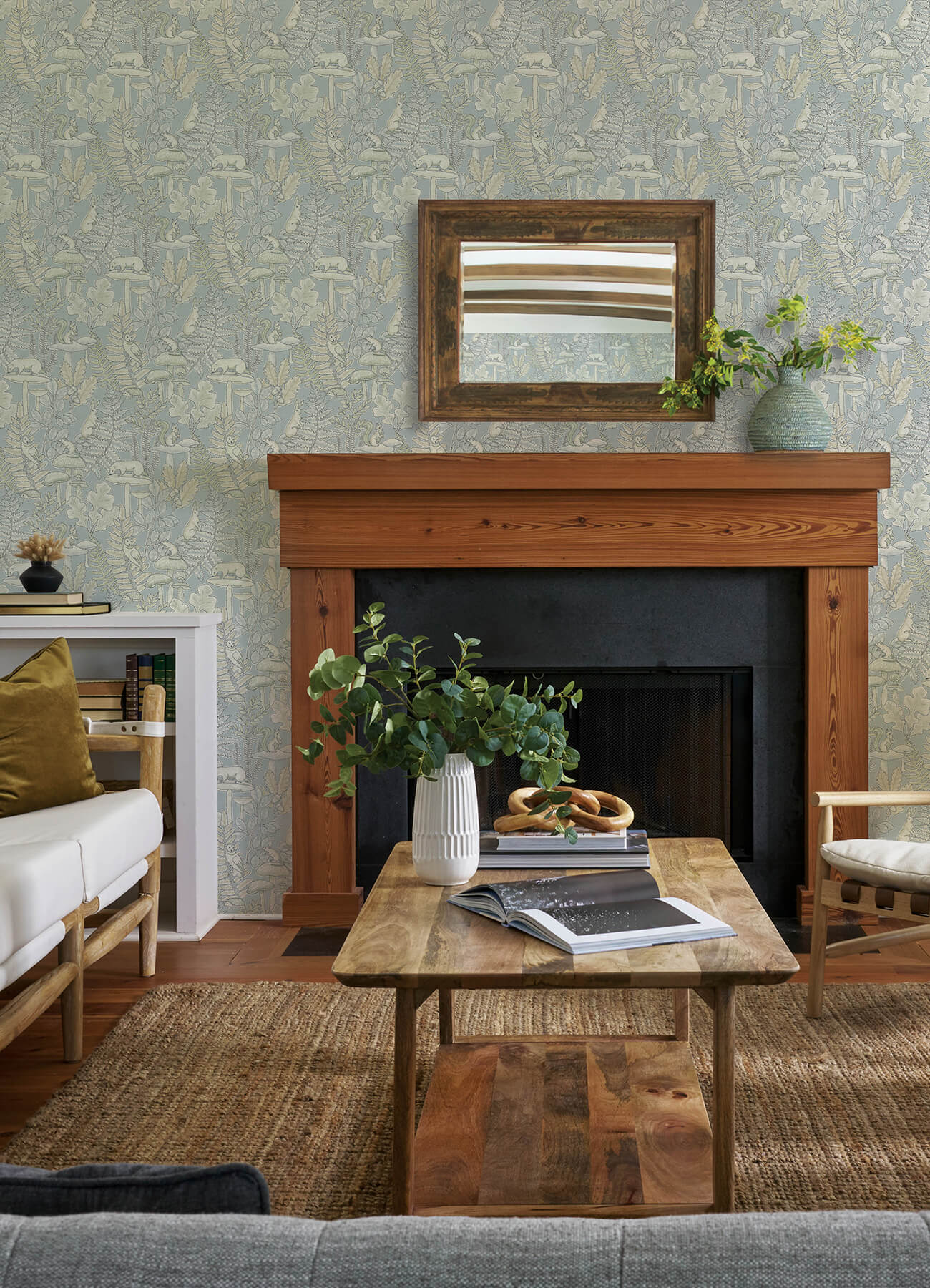 Chesapeake Oak & Moss Holt Wallpaper - Light Blue